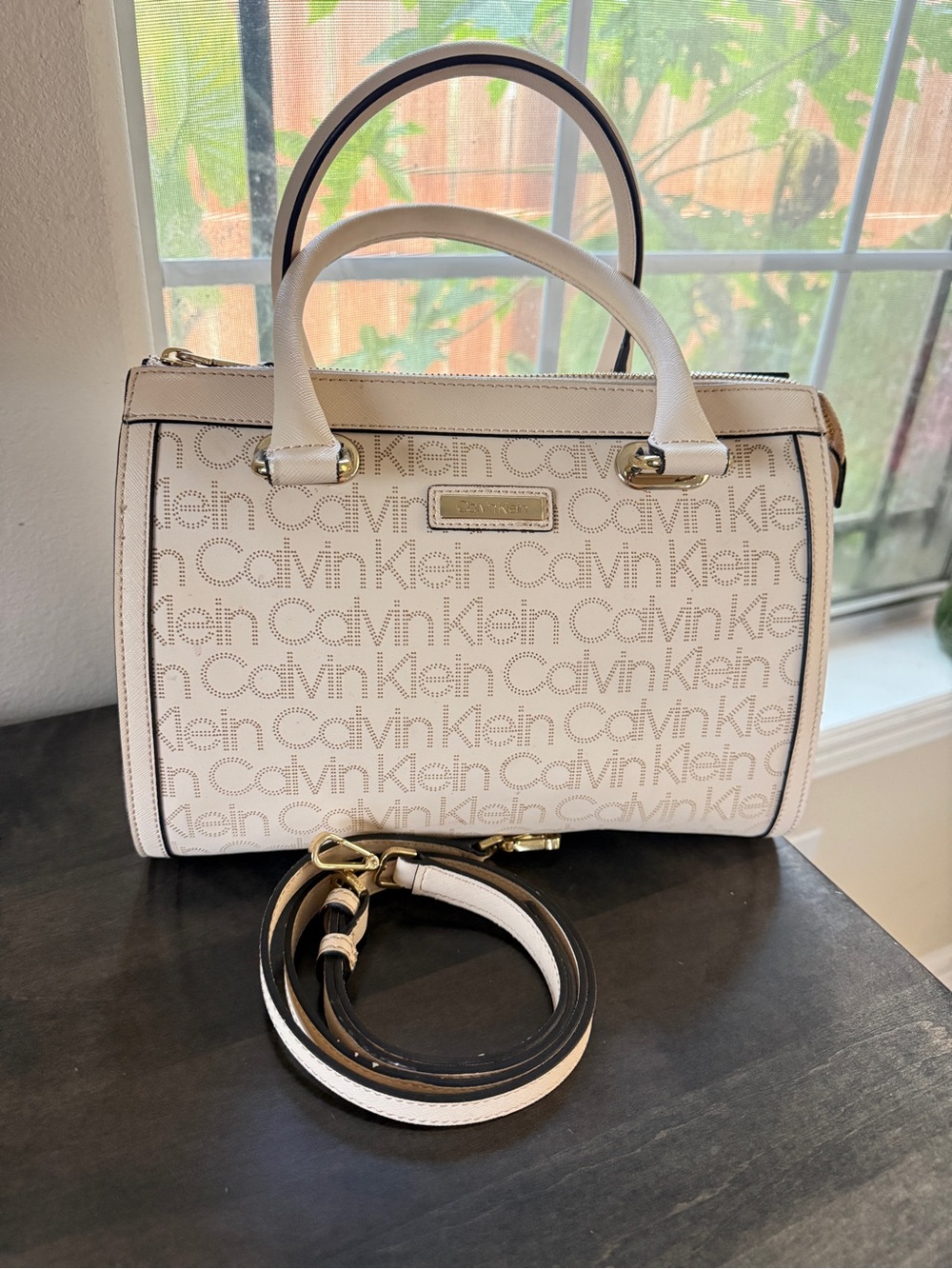 Calvin Klein monogram satchel top handles and crossbody